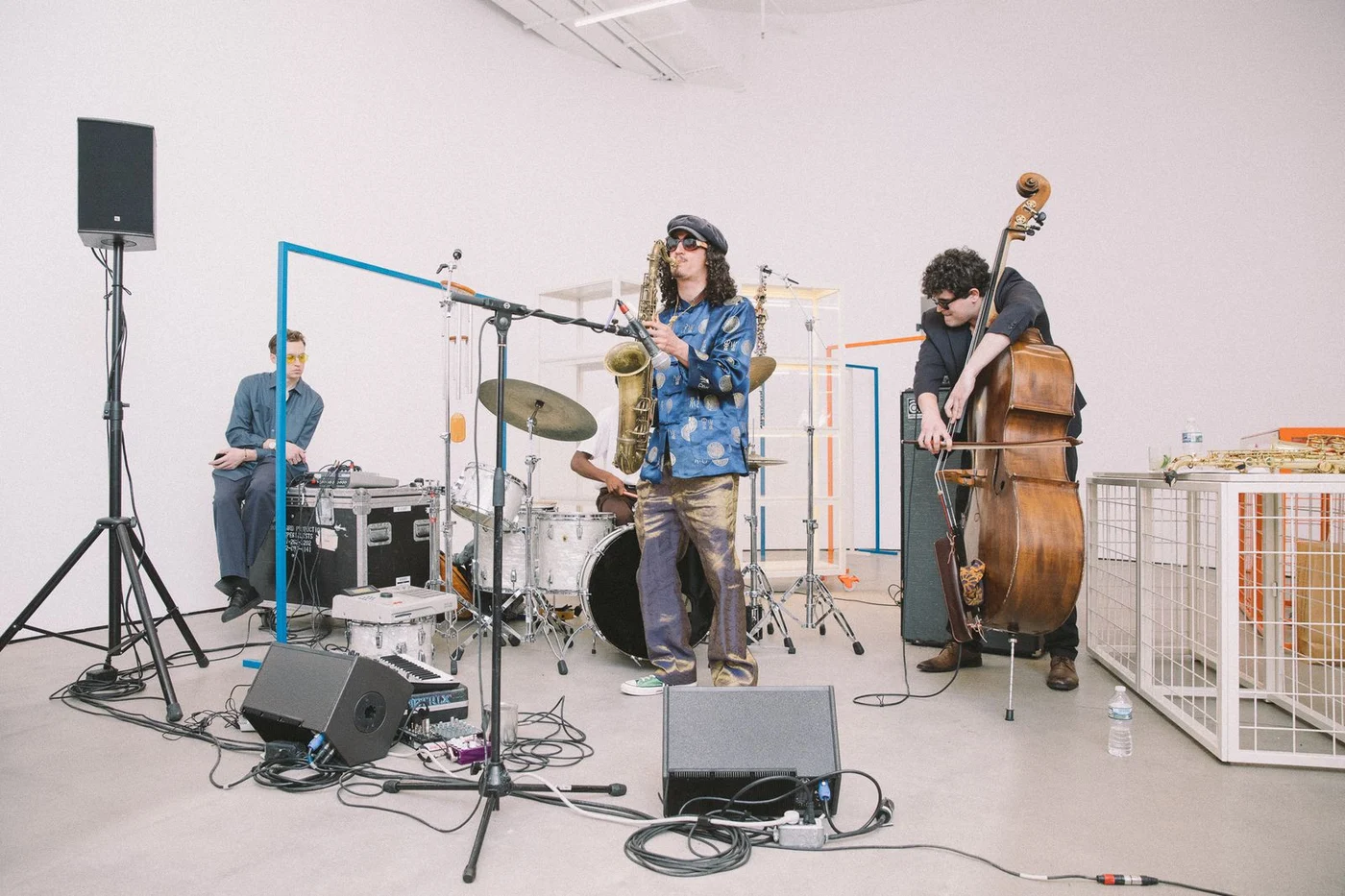 The musical set-up for the performance at the Friends exhibition opening