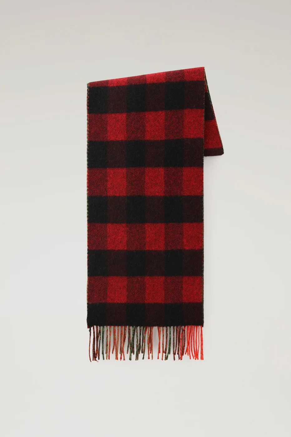Red and black checked scarf from the Woolrich by Serving the People collection