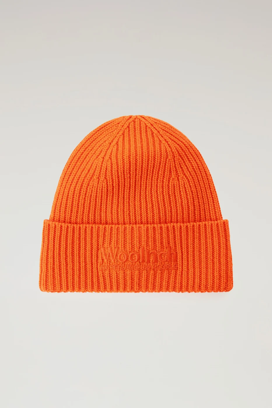Orange beanie from the Woolrich by Serving the People collection